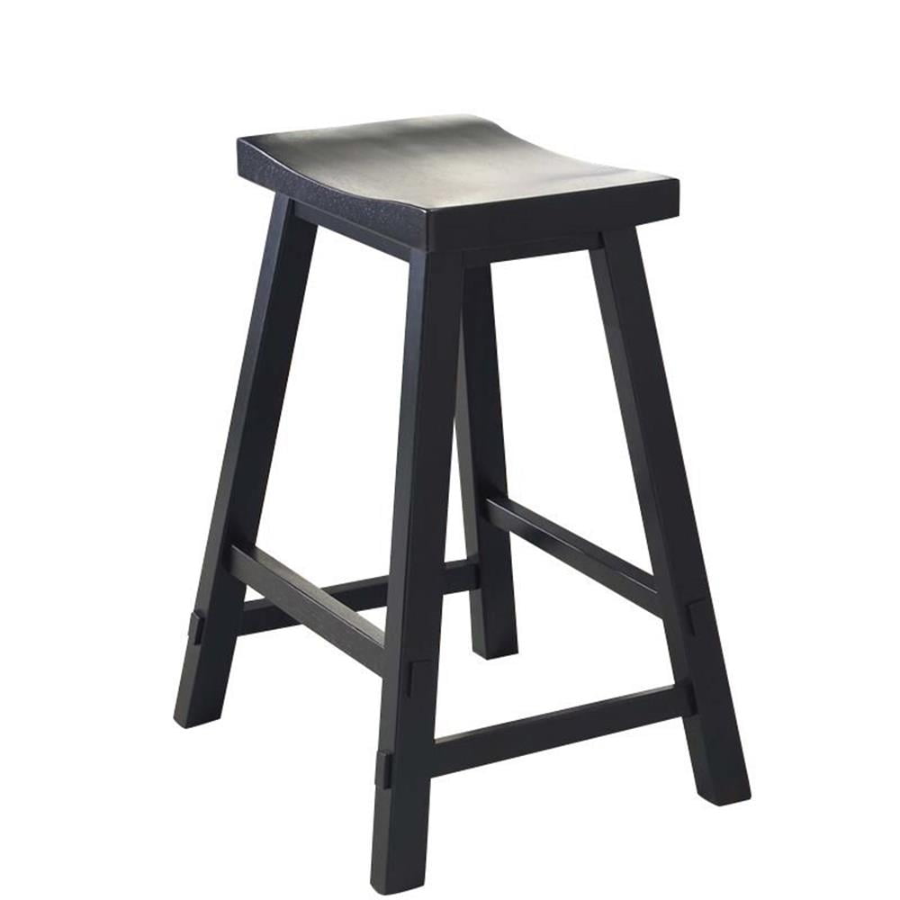 Black Rubberwood Traditional 30-Inch Sawhorse Barstool