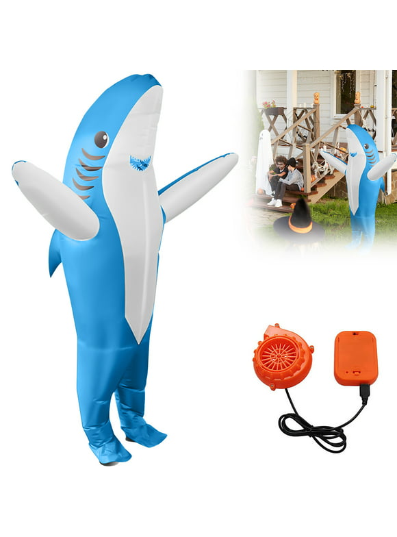 Creations Shark Full Body Inflatable Adult Halloween Costume, One Size,Blue or gray