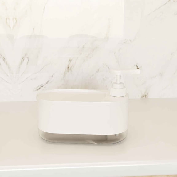 Creatitoy 2-in-1 Kitchen Soap Dispenser, Automatic Liquid Presser with Sponge Holder for Sink