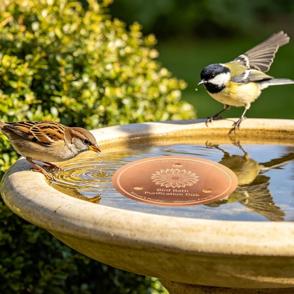 Creatitoy 3.93in Solid Copper Disk For Bird Bath Cleaner, Garden Algae Control Water Ripple Maker - For Use with Standard Outdoor Water Basins and Bird Baths