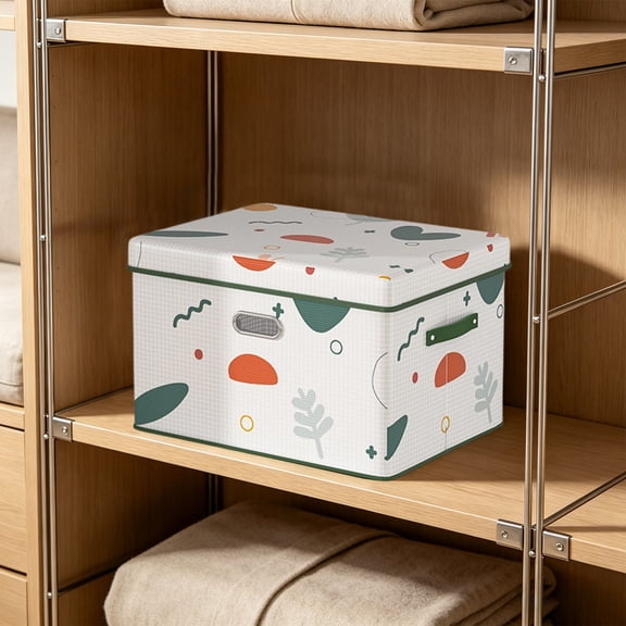 Creatitoy Collapsible Large Capacity Storage Basket With Lid Thick Cloth Organizer Bin With Reinforced Handle For Clothes Quilt Sundry Storage