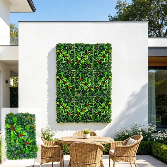 Creatitoy Expandable Artificial Hedge Fence - 23.62x15.75 Inch Green Faux Leaf Screen Panel Decorative Wall For Balcony Privacy Protection