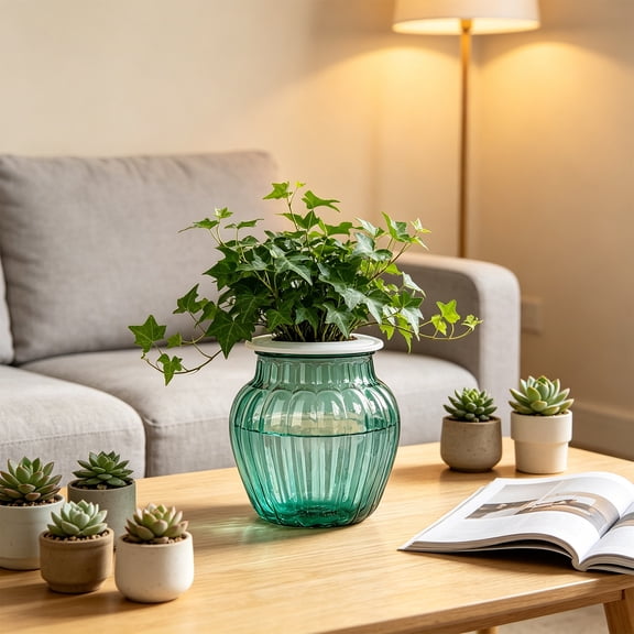 Creatitoy Transparent Plastic Hydroponic Pot with Automatic Water Absorption, Self-Watering Planter for Pothos and Indoor Plants