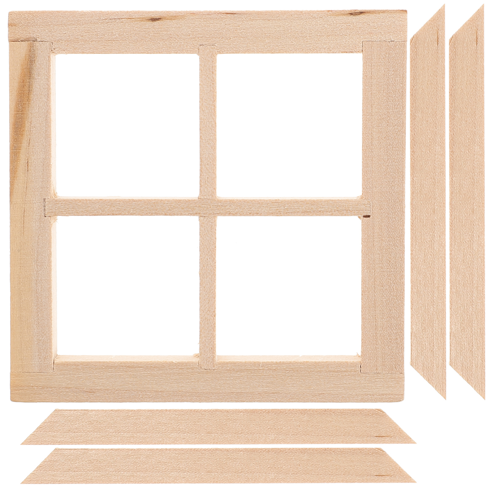 Miniature Wooden 4 Pane Window Decor for Doll House Furniture Pretend ...