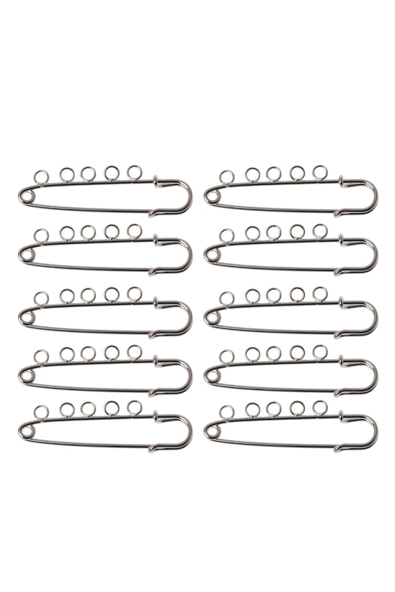 Creative 10 Pcs 5 Holes Safety Pin Brooches Silver Bronze DIY Scarf Enamel P
