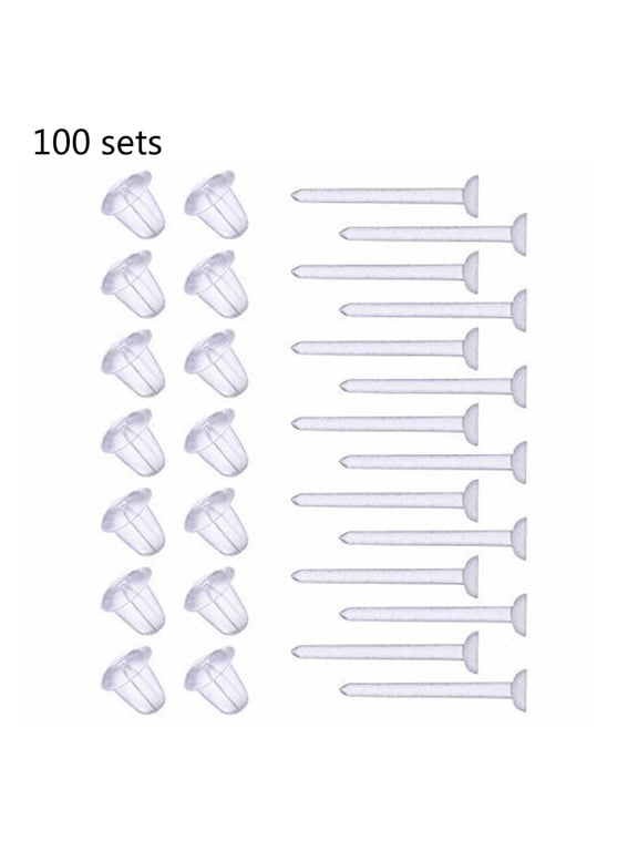 Creative 100 Set Clear Earrings Ear Studs Piercing Retainers for Women Men