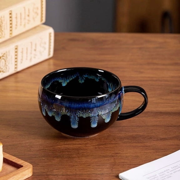 Creative 2-Color Sculpted Ceramic Mug 300ml Modern Coffee Tea Cup for Home Office Desk