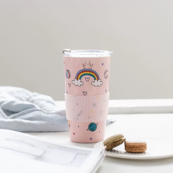 Creative 3-Color Cartoon Ceramic Mug with Reusable Straw - Fun and Durable Coffee Cup for Home Use
