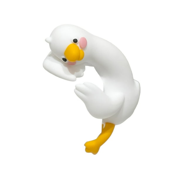 Creative 3D Craft Figurine Computer Monitor Decor,Car Central Control Screen and TV Decorations,White Goose Collectible Figurines Mascot Crafts for Home Office Decoration