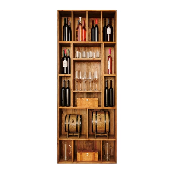 Creative 3D Door Sticker Wine Cabinet Wallpaper Adhesive Wall DIY Waterproof Poster Decor