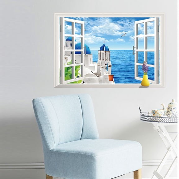 Creative 3D Faux Window Wall Decal - Living Room Bedroom Decor Scenic View Sticker AY9234