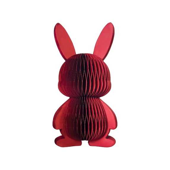 Creative 3D Honeycomb Paper Bunny Decoration, Eco-Friendly Red Rabbit for Easter, Party, Home Decor, 12 Inches Tall