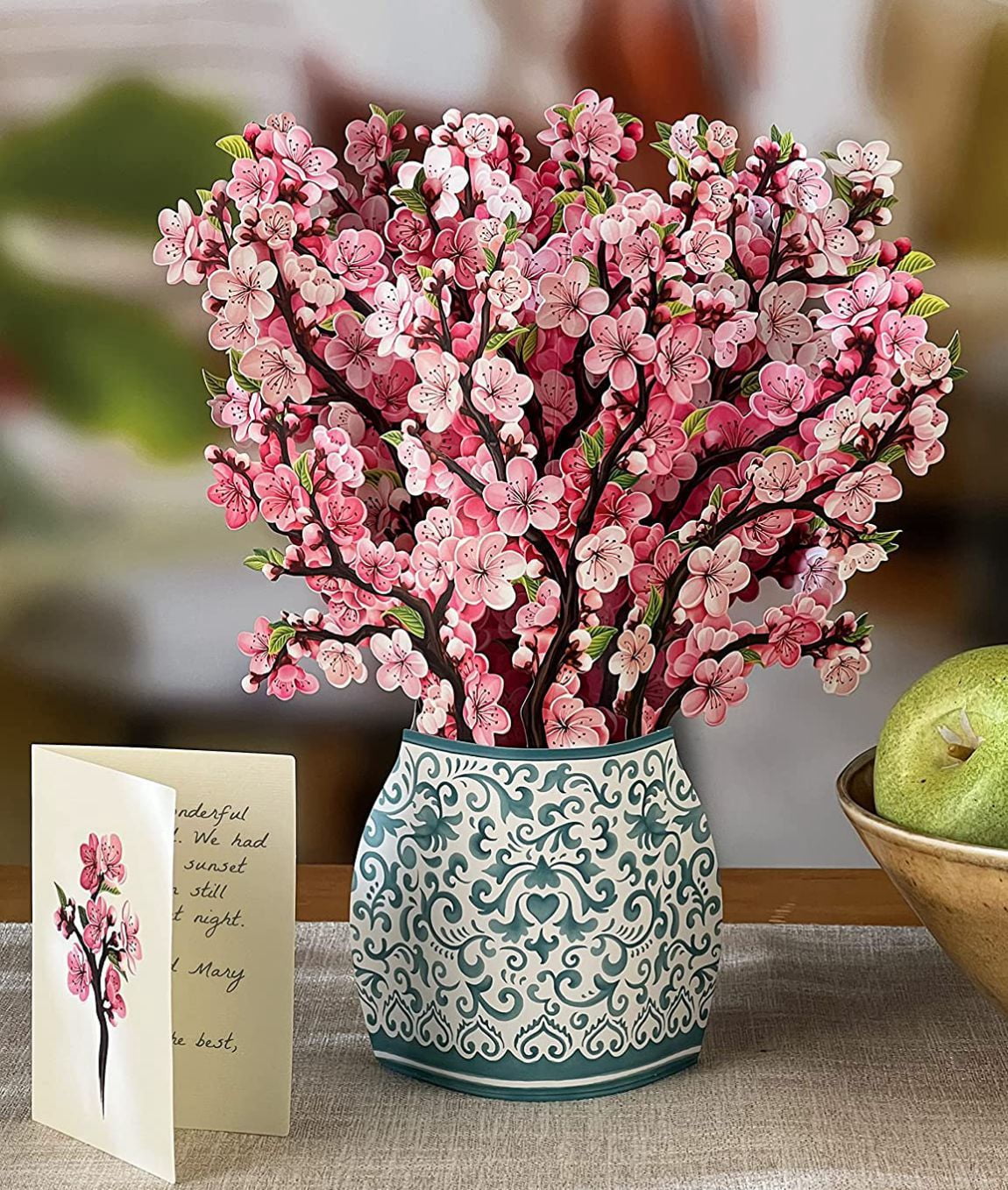 Creative 3D Pop-Up Greeting Card for Mother's Day, Paper Card with Flowers, Thank You and Blessing Gift Card