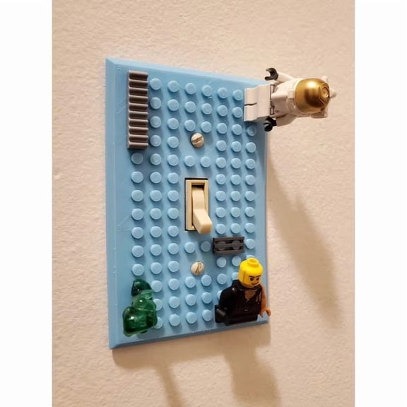 Creative 3D Printed Building Block Light Switch Cover for Kids Room - Compatible with Standard Wall Switches, Fun Whimsical Decor for Nursery Playroom Bedroom