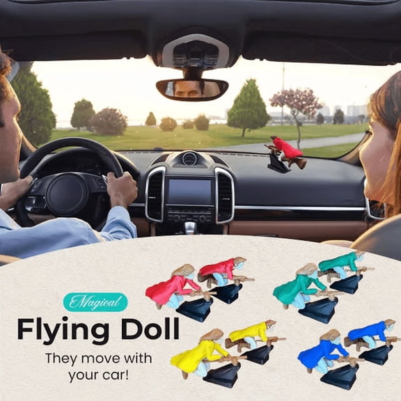 Creative 3D Printed Car Dashboard Ornament, Gravity Swing Witch & Wizard Figurine, Novelty Auto Accessory Gift for New Drivers