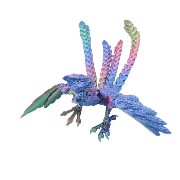Creative 3D Printed Phoenixes Statue With Movable Wing and Joints Articulated Bird Ornament For Home Decoration