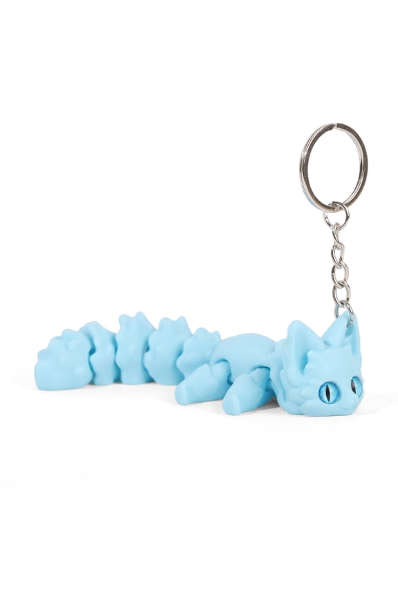 Creative 3D Printing Cat Model Keychain Funny Kitten Tail Movable Ornament Girls Backpack Decoration Pendant Key Chains Gift