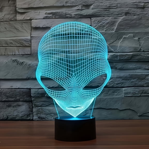 Creative 3D Visual Alien LED Night Light, 7 Color Changing, Touch Control, USB Powered, Atmosphere Lamp for Home, Bar, Cafe, Hotel, Cinema, Perfect Holiday & Birthday Gift
