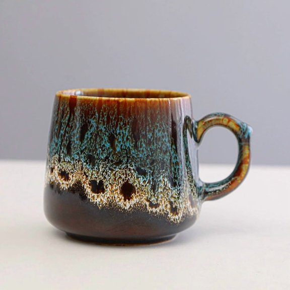 Creative 4-Color Kiln-Fired Ceramic Mug 400ml  Unique Coffee and Tea Cup for Couples, Dishwasher Safe