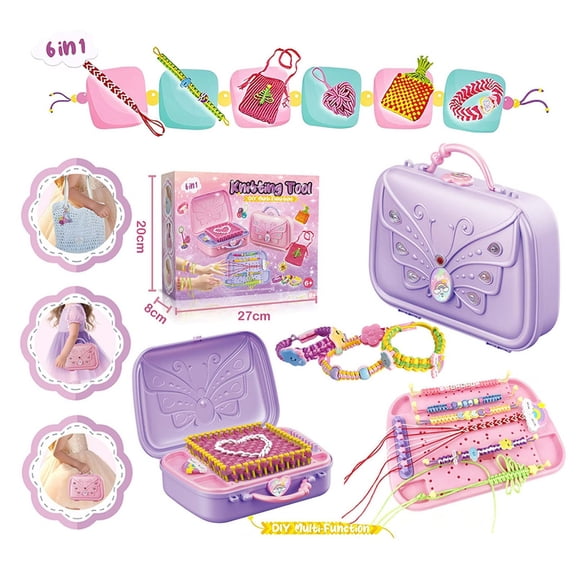 Creative 6-in-1 Weaving Craft Set, DIY Bracelet Making Kit with Complete Accessories, Arts and Crafts Project for Creative Individuals, Includes Portable Storage Case for Organization and Travel