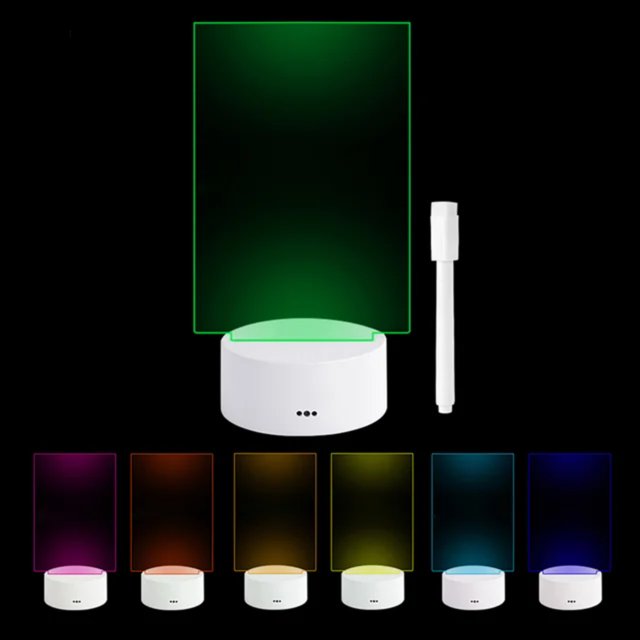 Creative 7 Color LED Night Light Note Board Rewritable Message Board