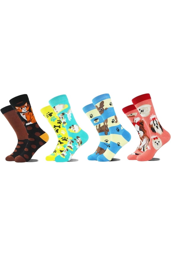Creative AB Asymmetric Cotton Socks, stylish and trendy socks for man & women Personalized Popular lovers Socks Socks with interesting cat and dog patterns