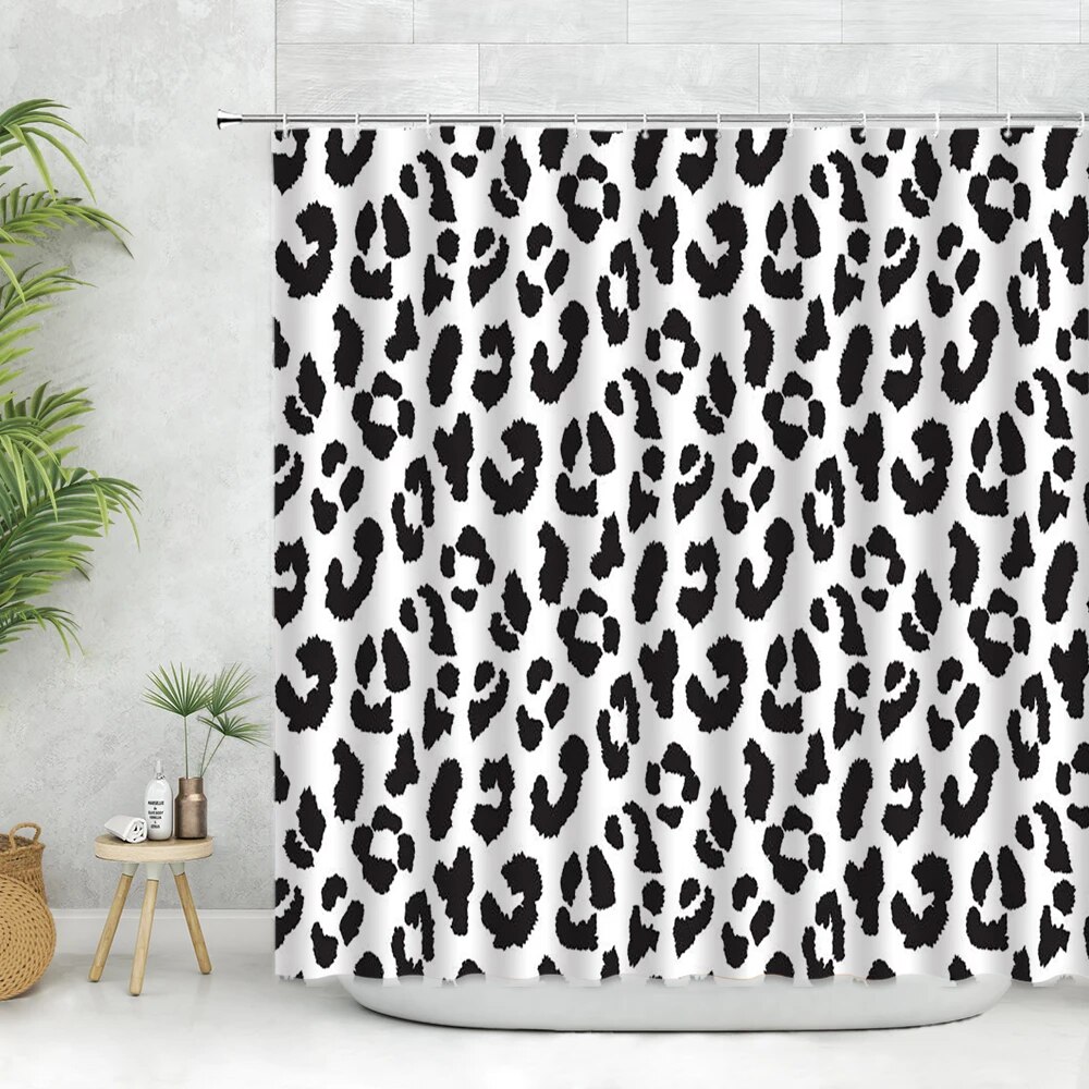 Creative Abstract Leopard Shower Curtain Set Tiger Leopard Zebra Animal
