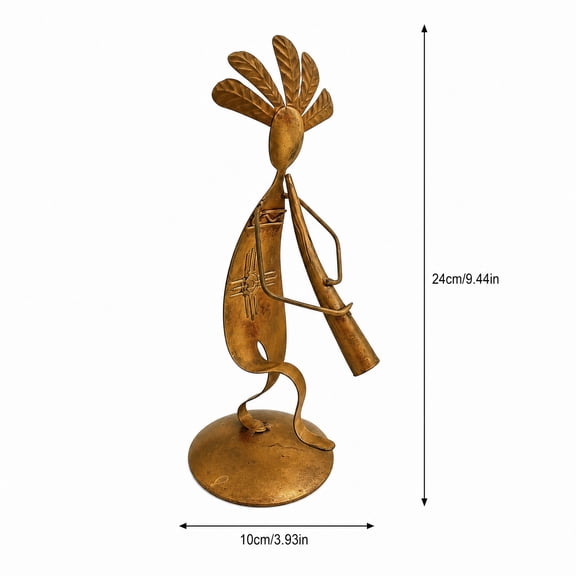 Creative Abstract Metal Figure Ornament Rustic Indian Suona Player Sculpture Decor for Home Garden Patio Lawn Yard Indoor Outdoor Statuette Art Decorative Gift