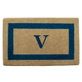 thumbnail image 1 of Heavy Duty Coir Door Mat Single Picture Frame, Monogram V - Blue 22" x 36", 1 of 5