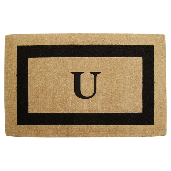 Creative Accents 02080U Single Picture - Black Frame 30 x 48 inch Heavy Duty Coir Doormat - Monogrammed U