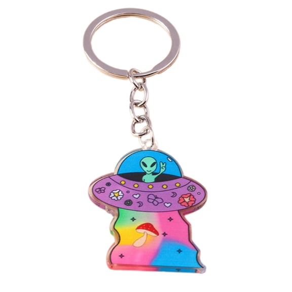 Creative Acrylic Alien Craft Keychain Modern Key Rings Accessory Perfect Gift For Sci Fi Fans And Space Enthusiasts