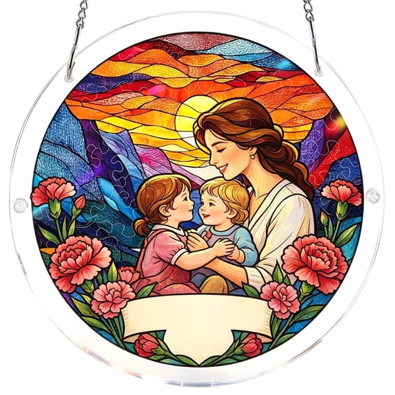 Creative Acrylic Puzzle Window Hanging Ornament 7.48 Inch, DIY Assembleabl Stained Glass Style Decoration, Stress Relieving Handmade Puzzle Kit, Home Decor for Living Room, Ideal Birthday Craft Gift