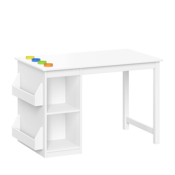 Creative Activity Table for Arts and Crafts with Storage Cubbies and Organizer Cups, White