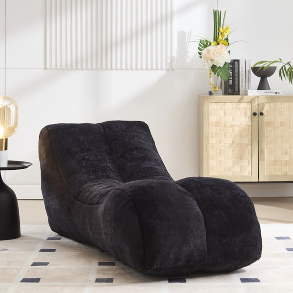Creative Adult Bean Bag Sofa Chair with High-Quality Plump Elastic Sponge Filling, Ergonomic Design Fits Body Curves for Gentle Support, Comfortable Lounge Seat for Living Room or Bedroom (Black)