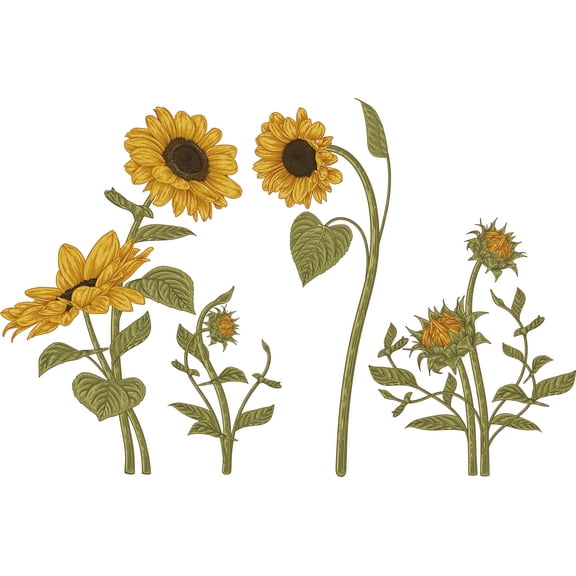 Creative and Aesthetic Sunflower Artwork Design Vinyl Wall Decal - Beautiful Yellow Flower Art for Kid's and Nursery Bedroom Wall Decoration - 30" x 19"