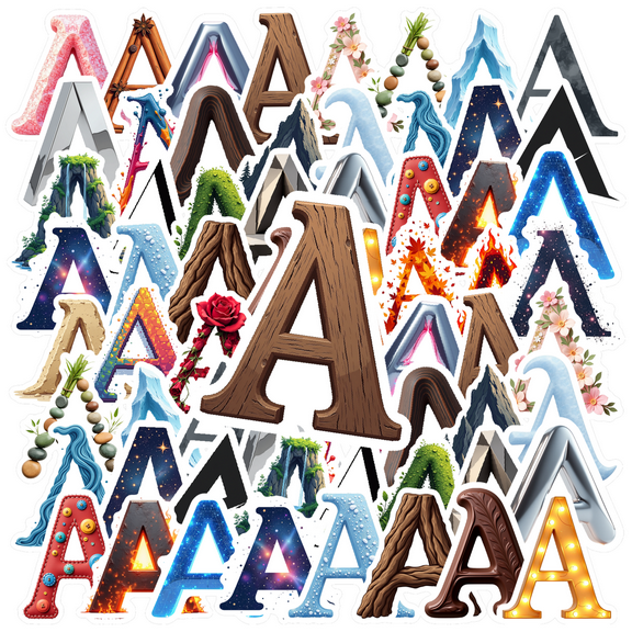 Creative Alphabet Theme Stickers, Waterproof Alphabet Theme Sticker for Water Bottle Laptop Phone Cases Planner Skateboard Luggage Helmet Party Favor Decor, Ideal for Adults Teens Teacher Rewards