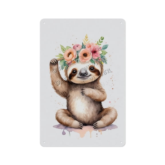 Creative Aluminum Sign - Funny Sloth - 12 x 16 Inches - Playful Metal Sign for Kitchen Ideal for Cooking Enthusiasts