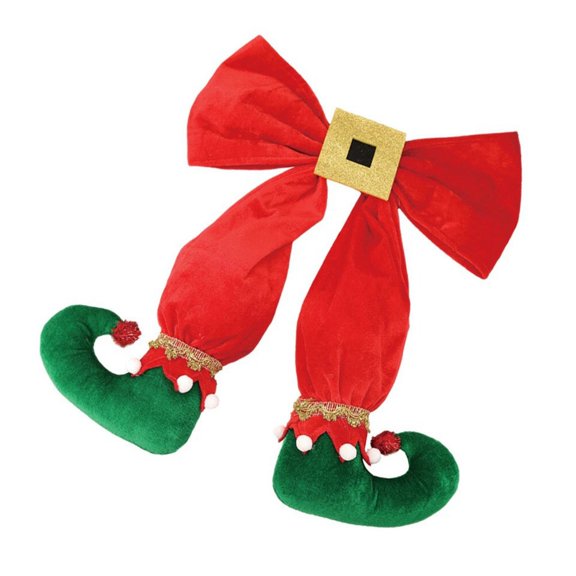Creative And Funny Christmas Tree Decoration Piece Elf-Style Leg Design With Bowknot Detail For Holiday Scene Setup And Home Decor