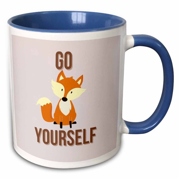 3drose, Creative and Unique Go Fox Yourself, 11oz Two-tone Blue Mug