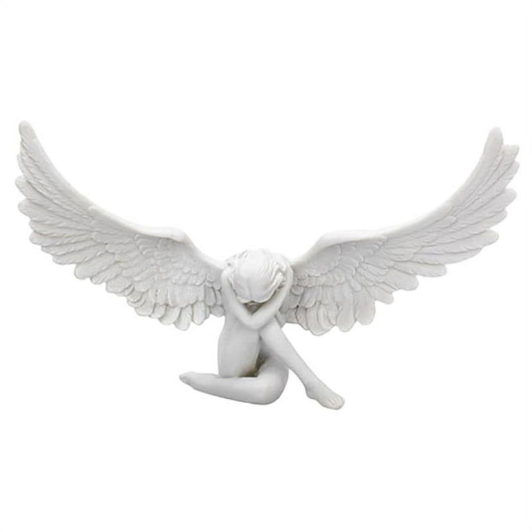 Black Angel Wings Statue Sculpture Desk Decor Figures Bedroom Home