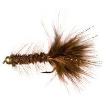 Creative Angler Gold Bead Flash A Bugger Brown Mixed Sizes 6 & 8-6 Each, Total 1 Dozen