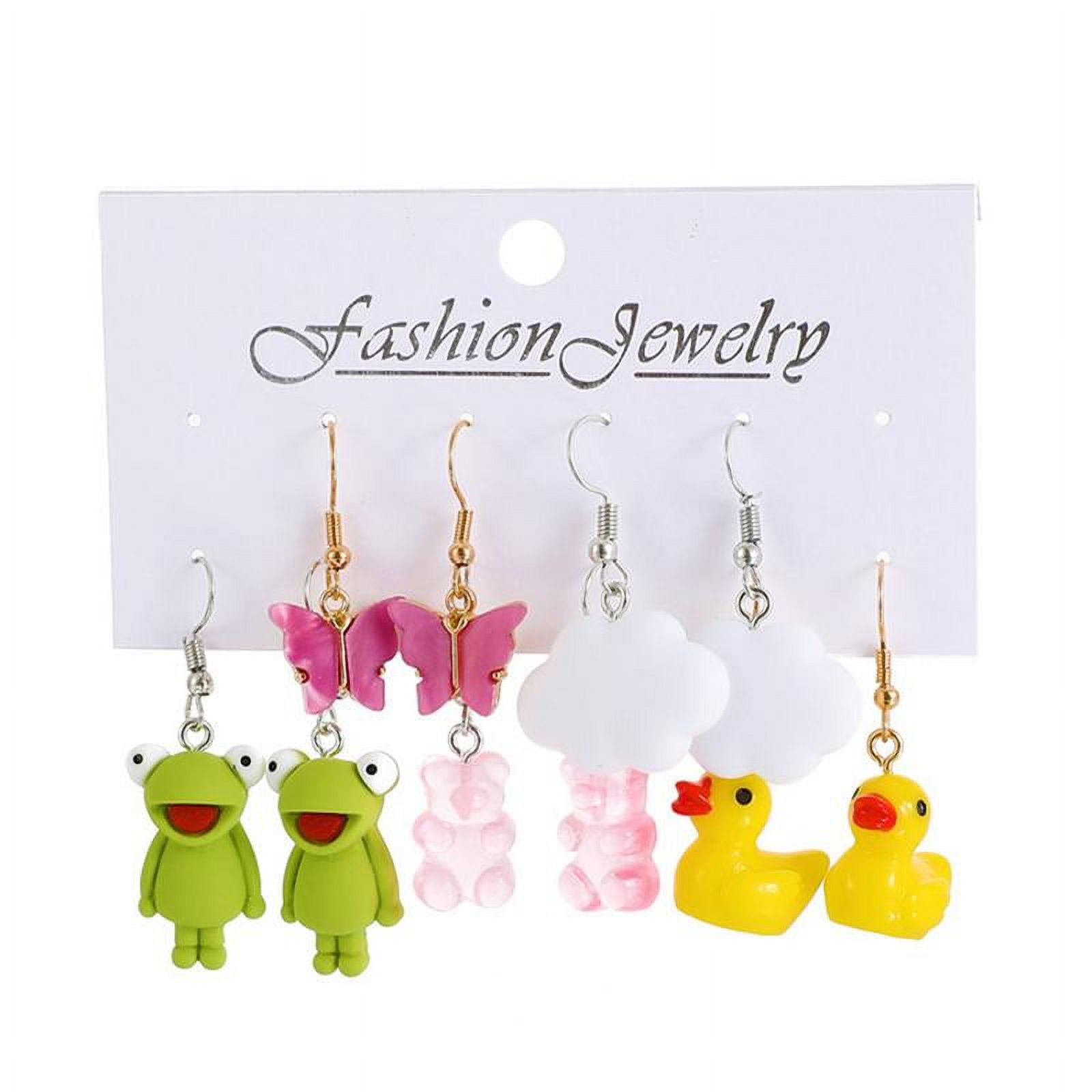 Creative Animal Earrings Set,Multiple Cloud Frog Duck Dangle  Earrings,Trendy Teen Earrings,Acrylic Butterfly Drop Earrings Fun Earrings  for Girls