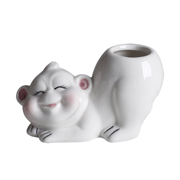 Creative Animal Monkey Shaped Ceramic Succulent Planter Pots, Mini Cartoon Monkey Cactus Flower Container, Desktop Decorative Small Plant Pot for Tabletop Home Indoor Garden Decoration