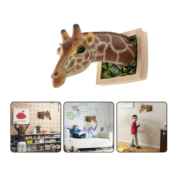 Creative Animal Wall Mount Hanging Decoration,Giraffe Wall Decoration 3D Giraffe Photo Frame Wall Sculpture for Home Office Bar Decor