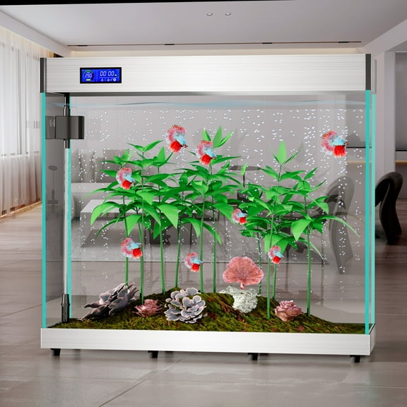 Creative Aquarium Large -Scale Office Living Room Thicked Glass Fish Tank (Silver)