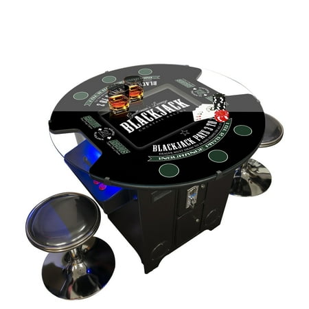 Creative Arcades 2 Player Short Pub Table Arcade with Trackballs | Blackjack Edition | 412 Classic Games | 22" LCD Screen | Includes 2 Stools