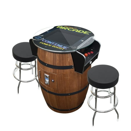 Creative Arcades Full-Size Commercial Grade Wine Barrel Style Pub Arcade Machine, 60 Classic Games
