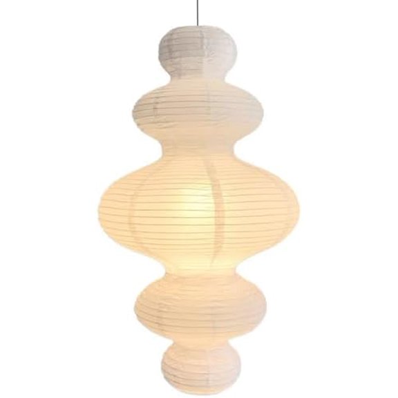 Creative Art Paper Pendent Lamp Japanese Style Handmade Paper Ceiling Lamp Pendent Lighting Fixture Decorative Chandelier Pendent Light for Bedroom, Living Room, Dining Table, Beige