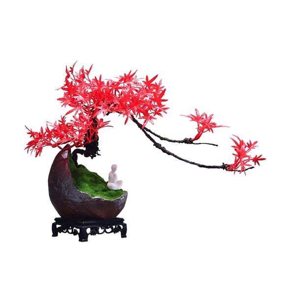 Creative Artificial Bonsai Tree, Greenery Potted Plant with Zen Style Ornament, Desktop Decor for Indoor Home, Office, Zen Garden Landscape Decoration