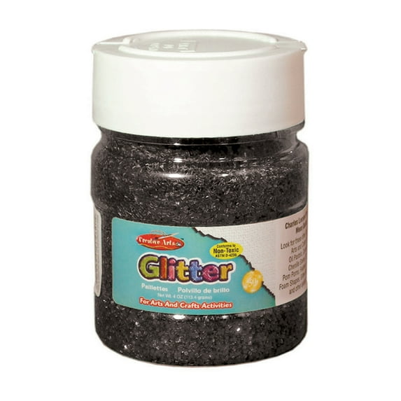 Creative Arts™ Black Glitter 4oz Jar, Pack of 6